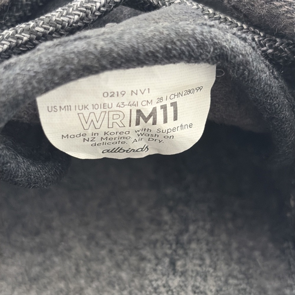 Allbirds Wool Runners Mens Size 11 Black Athletic Running Walking Shoes Sneakers - Picture 16 of 16